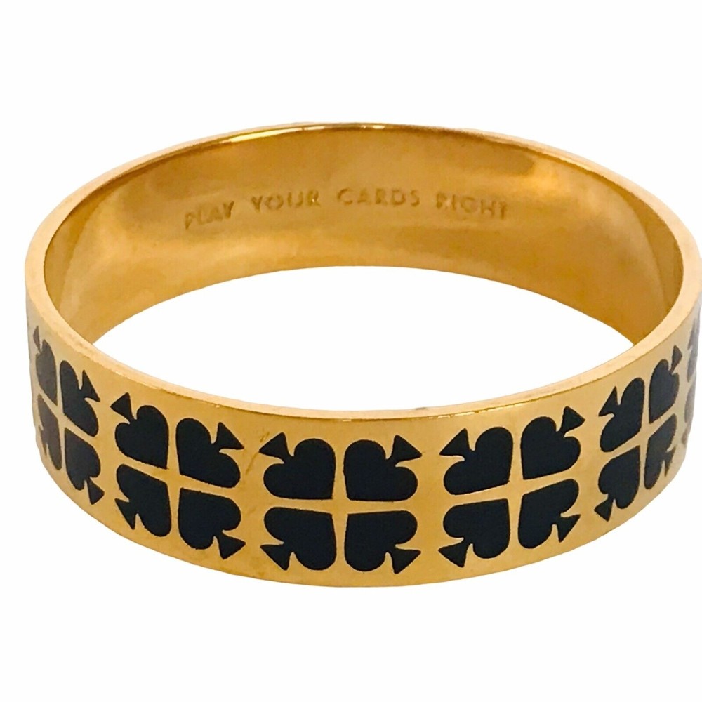 Kate Spade Play Your Cards Right Bangle Bracelet Black Goldtone